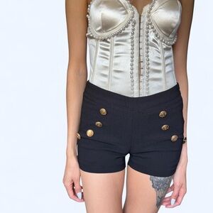 Elegant Black Women's Shorts with Gold Accents